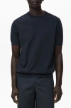 Mango Short Sleeve Cotton Crewneck Sweater In Blue