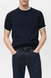 Mango Short Sleeve Cotton Crewneck Sweater In Blue