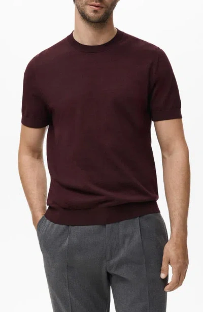 Mango Men's Cotton Fine-knit T-shirt In Burgundy