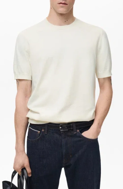 MANGO MANGO SHORT SLEEVE COTTON CREWNECK SWEATER