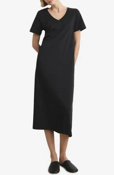 Mango Short Sleeve Cotton Nightgown In Black
