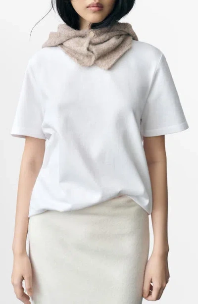 Mango Short Sleeve Cotton T-shirt In White