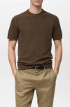 Mango Short Sleeve Crewneck Sweater In Brown