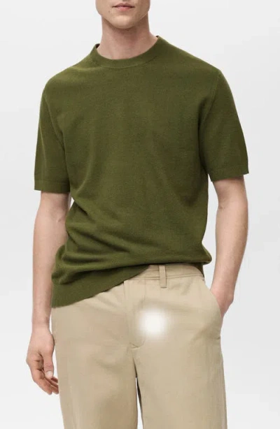 Mango Short Sleeve Crewneck Sweater In Green