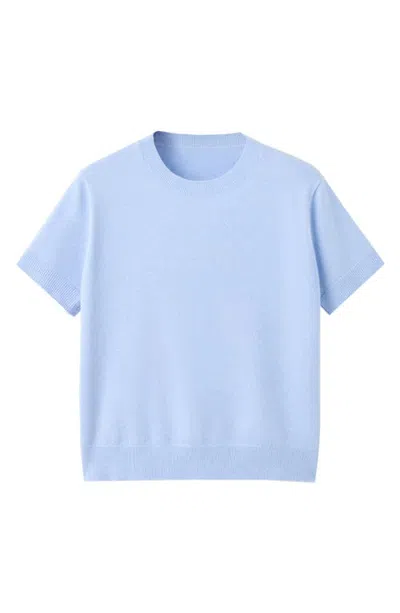 Mango Short Sleeve Crewneck Sweater In Blue