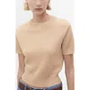 Mango Short Sleeve Crop Sweater In Gold