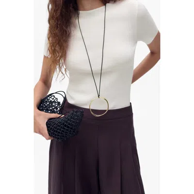 MANGO MANGO SHORT SLEEVE FINE KNIT COTTON BLEND SWEATER