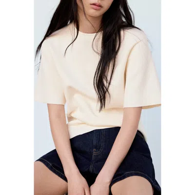 Mango Short Sleeve Fine Knit Sweater In Neutral
