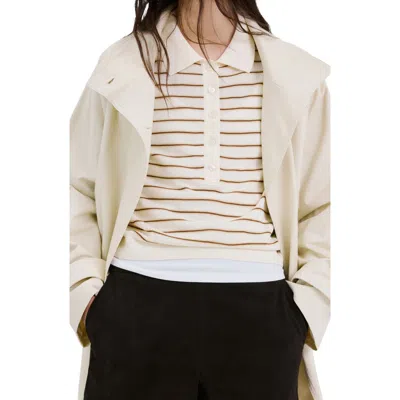 Mango Short Sleeve Jersey Polo Sweater In Neutral