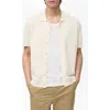 Mango Short Sleeve Knit Button-up Shirt In Neutral