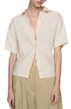 Mango Short Sleeve Linen-blend Shirt Sand In Sand