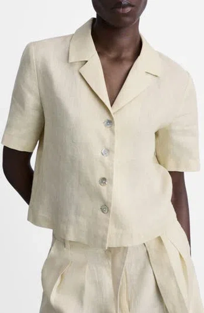 Mango Short Sleeve Linen Camp Shirt In Neutral