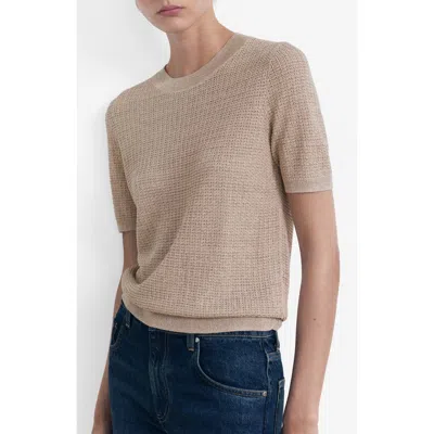 Mango Short Sleeve Metallic Crewneck Sweater In Silver