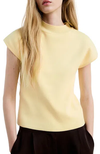 Mango Short Sleeve Mock Neck Sweater In Yellow