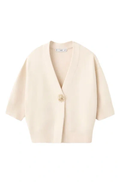 Mango Short Sleeve One-button Cardigan In Neutral