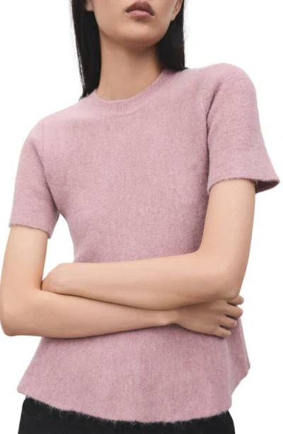 Mango Short Sleeve Peplum Sweater In Pink