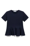 Mango Short Sleeve Peplum T-shirt In Blue