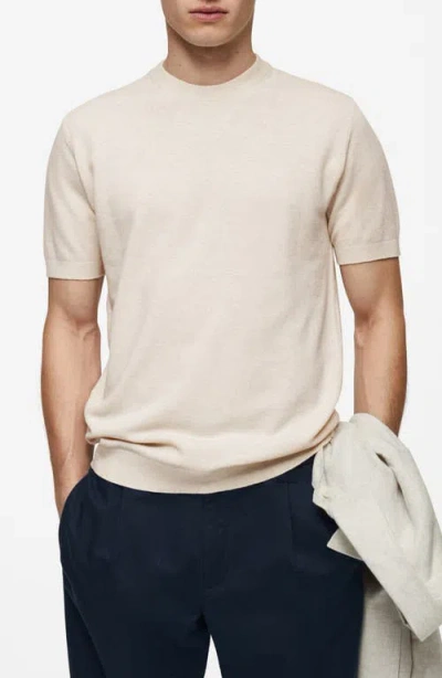 Mango Basic 100% Cotton Relaxed-fit T-shirt Sand In Ecru