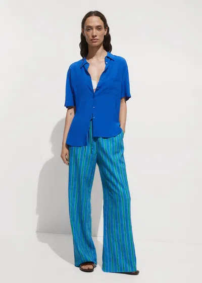 Mango Short Sleeve Pocket Shirt Blue