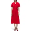 Mango Short Sleeve Pocket Shirtdress In Red