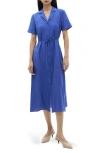 Mango Short Sleeve Pocket Shirtdress In Vibrant Blue