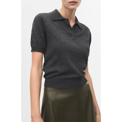 Mango Short Sleeve Polo Sweater In Gray