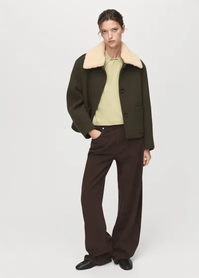 Mango Short Sleeve Scarf Sweater Pastel Green