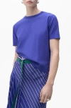 Mango Short Sleeve Sweater In Blue