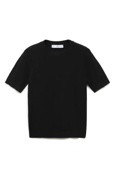 Mango Short Sleeve Sweater In Black
