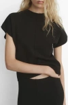 Mango Short Sleeve Sweater In Black