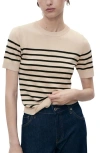 Mango Short Sleeve Sweater In Brown