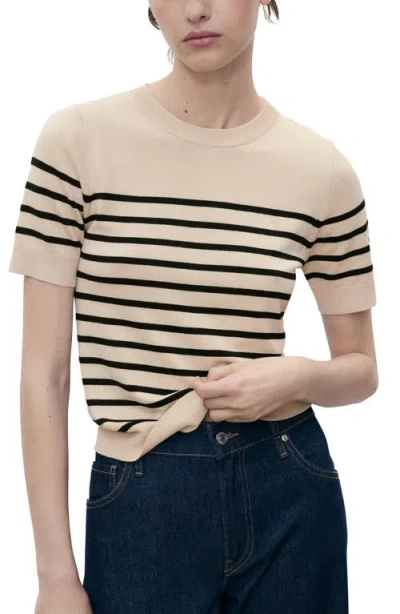Mango Short Sleeve Sweater In Brown