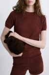 Mango Short Sleeve Sweater In Brown