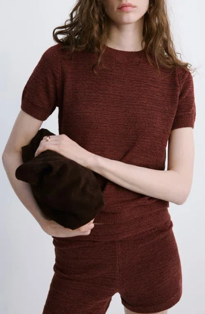 Mango Short Sleeve Sweater In Brown