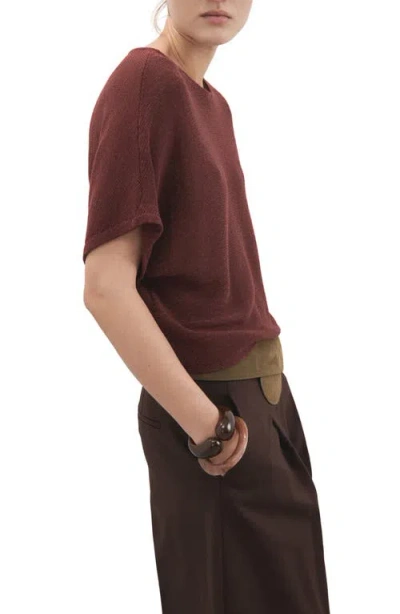 Mango Short Sleeve Sweater In Brown