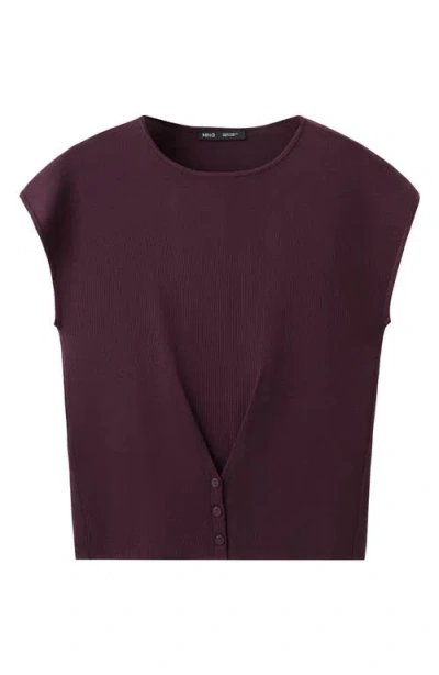 Mango Short Sleeve Sweater In Purple