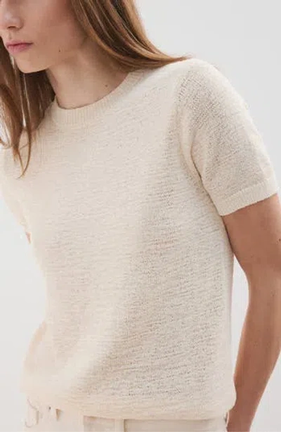Mango Short Sleeve Sweater In Neutral