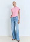 Mango Short Sleeve Sweater Pastel Pink