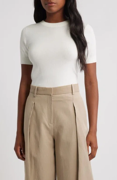 Mango Short Sleeve Sweater In White