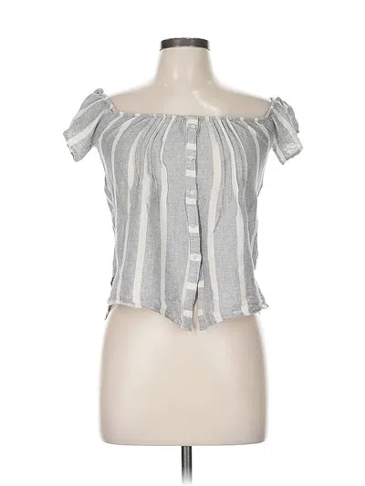 Pre-owned Mango Short Sleeve Top Gray Strapless Neckline Tops