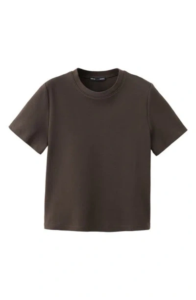 Mango Short-sleeved Cotton T-shirt Chocolate In Brown