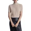 Mango Short Sleeve Wool Mock Neck Crop Sweater In Yellow