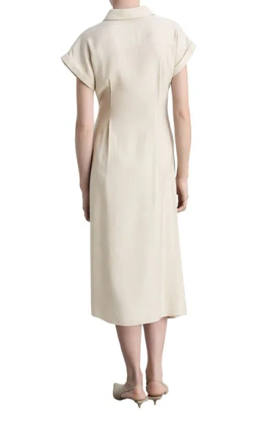 Mango Short Sleeve Wrap Shirtdress In Beige