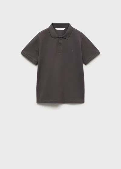 Mango Kids' Short-sleeved Cotton Polo Shirt Charcoal
