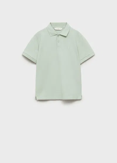 Mango Kids' Short-sleeved Cotton Polo Shirt Pastel Green