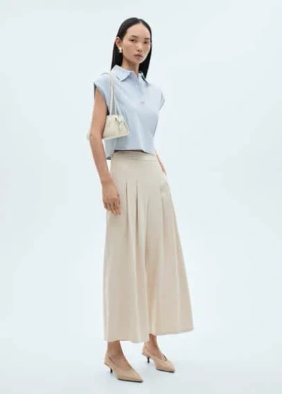 Mango Polo Coton Manches Courtes Bleu Ciel - Femme - Xl -