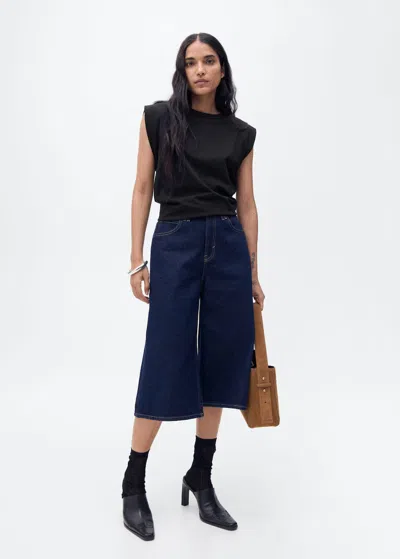Mango Short-sleeved Cotton T-shirt Black