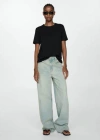 Mango Short-sleeved Cotton T-shirt Black