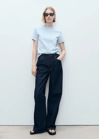 Mango Short-sleeved Cotton T-shirt Sky Blue