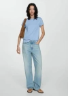 Mango Short-sleeved Cotton T-shirt Sky Blue